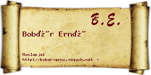 Bobár Ernő névjegykártya